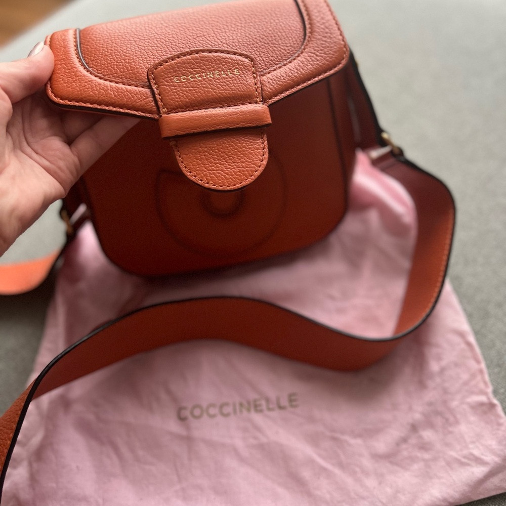 Orange Leather Crossbody Bag